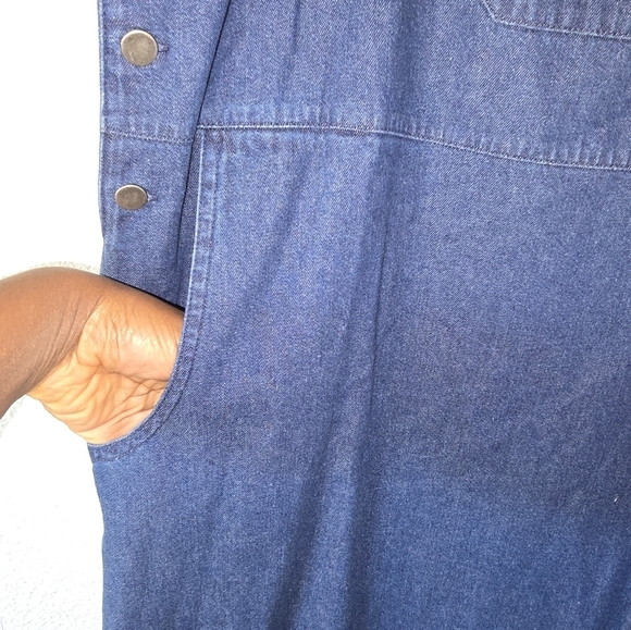 Westbound Denim Overall Dress Women Sz L Blue 6Button Pockets Chambray - Picture 7 of 11